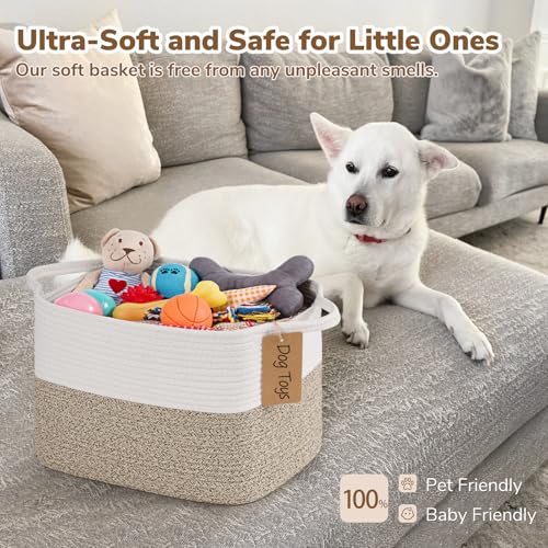 Goodpick Woven Storage Basket, Cotton Rope Basket for Dog Toys, Books, Stylish Gift Basket with Handles, 13 x 10 x 9 Inche...