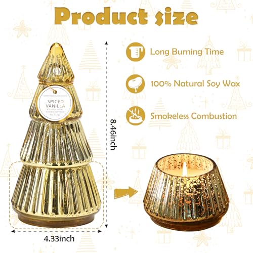 Christmas Tree Shaped Candle, Christmas Tree Scented Candles Gift, Tower Shaped Mercury Xmas Tree Candles, Winter Xmas Tab...