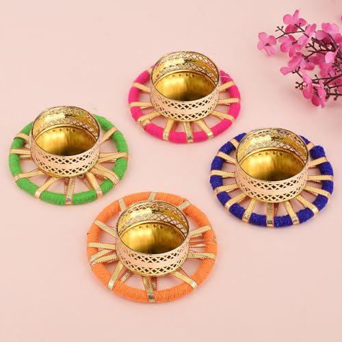 SATVIK 6 Pcs Round Chakra Metal Diya Tea Light Candle Holder | Decorative Oil Lamp for Diwali, Pooja, Mandir & Home Décor...