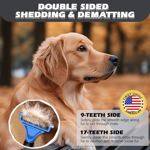 3PCS Pet Grooming Rake & Metal Comb & Flea Comb for Cats and Dogs, Double-Sided Dematting Tool, Extra-Wide Deshedding Dog ...