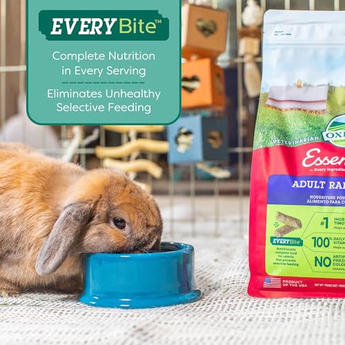 Oxbow Essentials Rabbit Food, Adult Rabbit, Made with Oxbow Timothy Hay, Pet Pellets with Vitamins & Minerals, Small Anima...