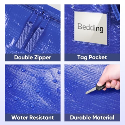 TICONN 6 Pack Extra Large Moving Bags Heavy Duty with Zippers & Carrying Handles, Durable Storage Bags Moving Boxes for Cl...