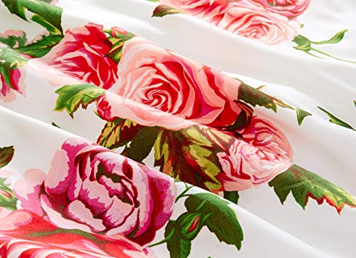 DaDa Bedding Romantic Roses Floral Duvet Cover Set - Lovely Spring Garden Pink w/Pillow Cases - Bright Vibrant Colorful Bl...
