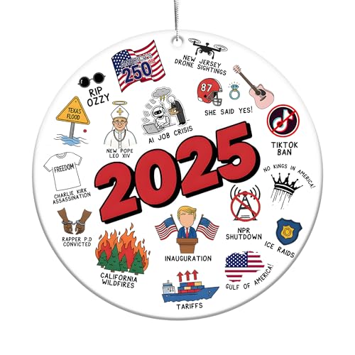 2025 Year in Review Christmas Ornament – Double-Sided Acrylic Dated Ornament, Trending 2025 Keepsake Gift, Funny Hot Topic...