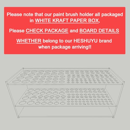 HESHUYU Wooden Paint Brush Holder 105 Holes Paintbrush Holder Organizer Paint Brush Stand Rack with Silicone Rings for Pen...