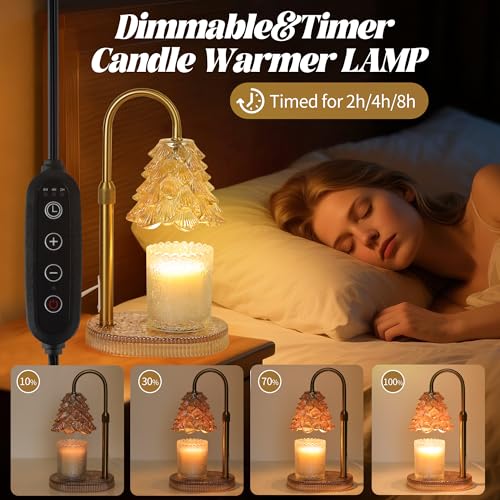 Christmas Tree Shaped Candle Warmer Lamp with Timer & Dimmer – Adjustable Wax Melt Lamp for Jar Candles, Home Decor Accent...