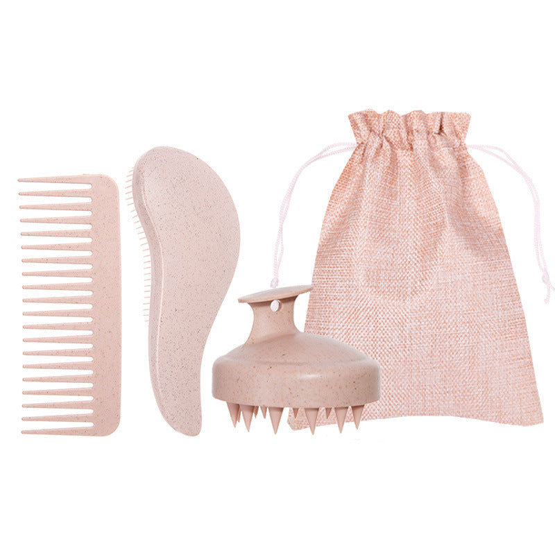 Wheat Straw Straight Hair Comb Five-Piece Styling Set