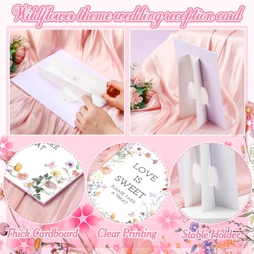 Yookeer 6 Pcs Wildflowers Wedding Table Decor Spring Floral Bridal Shower Thank You Centerpieces Party Supplies with Stand...