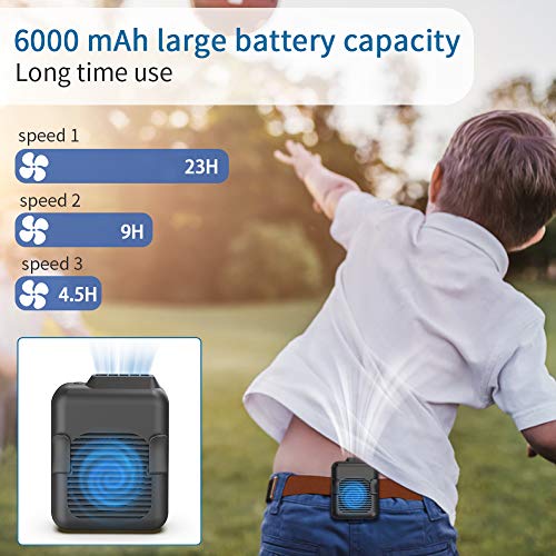 Koonie Portable Mini Waist Belt Fan Rechargeable, 23h Use Time, 5100RPM Strong Airflow with 3 Speed Levels, Hands-free Nec...