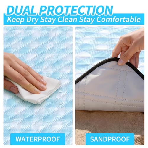 sapsisel Picnic Blankets, Waterproof Picnic Blanket for 6-8 Adults, 80''x80'' Extra Large Beach Blanket, Picnic Mat for Ca...