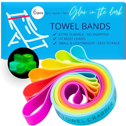 Towel Bands (6-Pack), Beach Pool & Cruise Chairs, Extra Durable, No Snapping, Cruise Ship & Beach Essentials, Great Altern...