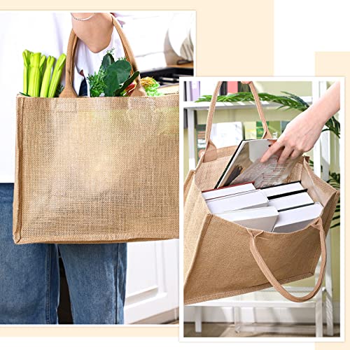 Shappy 10 Pack Burlap Tote Bag Set, Reusable Blank Jute Burlap Grocery Bag with Handle for Bridesmaid Gift Shopping DIY(Jute)
