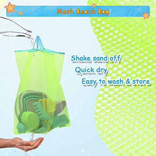 RACPNEL Beach Toys Sand Set for Kids, Collapsible Bucket and Shovels with Mesh Bag, Molds, Flags, Sandbox Kids Toddlers, T...