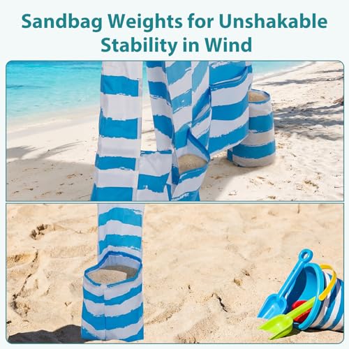 OLIXIS 6'×6' Beach Cabana Tent Sun Shelter – UPF 50+ Easy Setup Cool Canopy Tent Sun Shade with Side Wall, Wind Resistant ...
