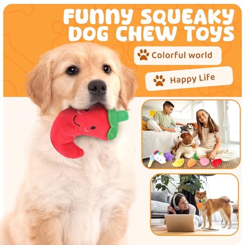 LOYEE Dog Squeaky Toys 8 Pack, Puppy Plush Squeaky Toys for Medium Small Dogs, Cute Pet Toys Stuffed Puppy Chew Toys for T...