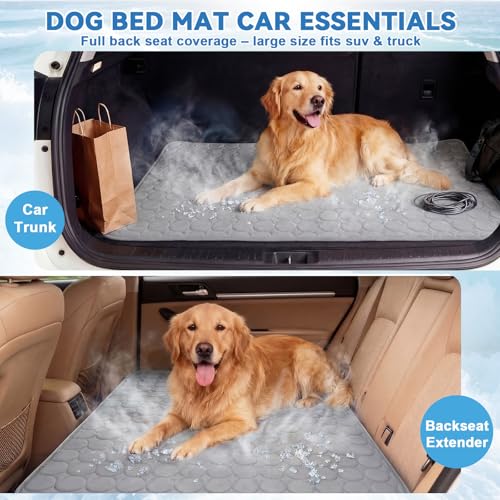 Hahafelt 54"x24.8" Dog Cooling Mat for Car Back Seat, Ice Silk Pet Bed Mat, Non Slip Summer Cooling Pad for Dogs and Cats,...