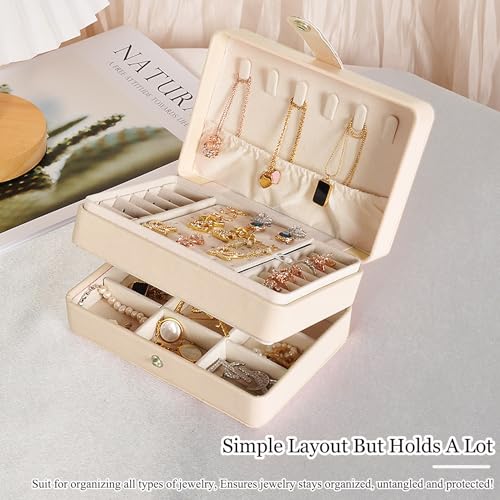 MODENGKONGJIAN Jewelry Organizer Box, 2-Layer Large Jewelry Storage Case, Portable Travel Jewelrys Display Holder for Earr...