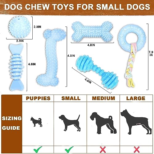 CGBD Puppy Toys, 6 Pack Dog Chew Toys for Puppy, Cute Blue Small Dog Toys, Teething Toys for Puppies, Soft Durable Interac...