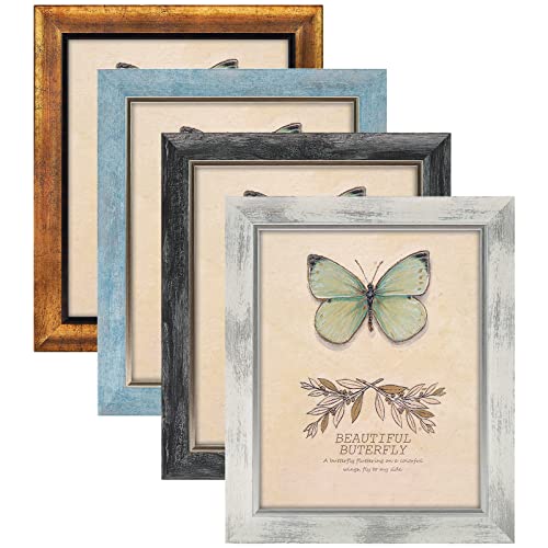 XUANLUO 8x10 Picture Frames Set of 4 Rustic Retro Photo Frame with HD Plastic Cover for Wall Mount and Tabletop Display Fa...