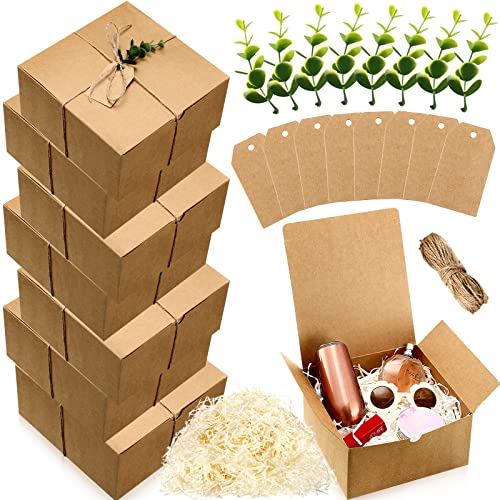 Crtiin 8 Pack Gift Boxes Set 8 x 8 x 4 Inch Kraft Paper Bridesmaid Proposal Gifts Box with Lids for Presents Wedding Brida...