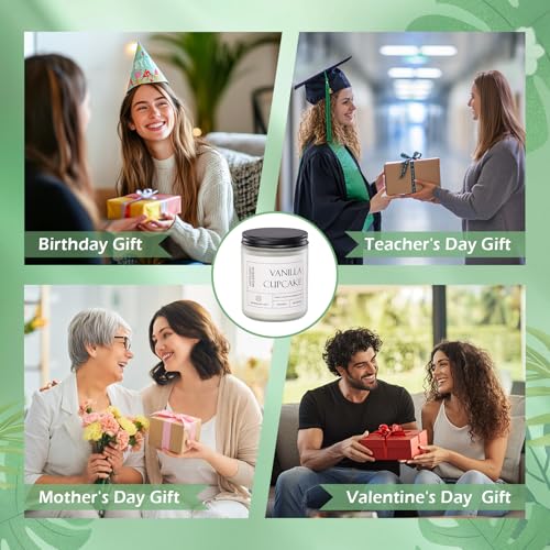 Molensun Vanilla Cupcake Scented Candle, Aromatherapy Jar Candles, 7 oz Long Lasting Candles, Soy Wax Candle Gift for Women