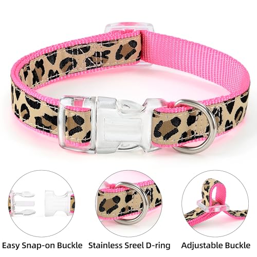 Mile High Life Leopard Dog Harness Collar Leash Set, Adjustable No Pull Dog Halter Harness for Small Breed Dogs, Easy Cont...