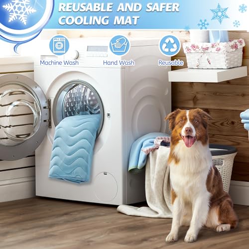 ZENGAOOU Dog Cooling Mat for Medium to Large Dogs - 40" x 28" Washable Pet Cooling Mat with Non-Slip Bottom, Summer Waterp...