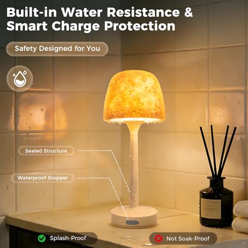 YJHAOTOU Waterproof Shower Lamp with 16 Color Ocean Wave Projector, Rechargeable LED Light with Remote & Touch Control, 3 ...