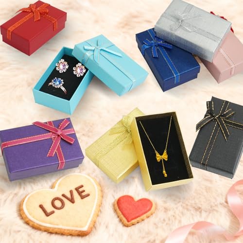 PEDOBALI 80 Pcs Jewelry Gift Boxes Set with Lids 3.1 x 2 x 1.1 Inches Small Jewelry Gift Boxes 8 Colors Bracelet Necklaces...