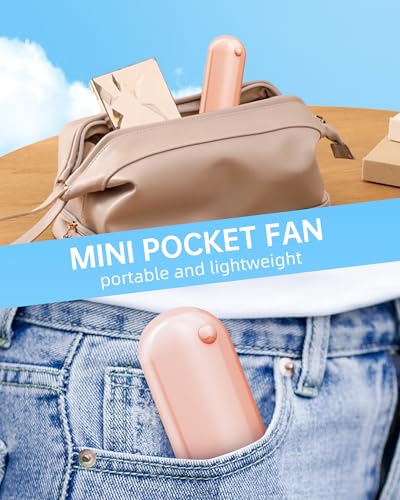 Jkjoy Mini Handheld Fan, Portable Hand Fan with USB Rechargeable, 2000 mAh Battery Operated, 3 Speeds Adjustable, 2 IN 1 S...