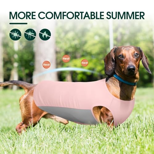 Kuoser Dog Cooling Vest, Sun Protection Puppy T-Shirts, Quick Dry Dog Summer Clothes for Medium Dogs Boy Girl Pink L