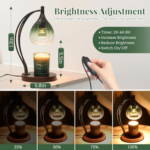 Candle Warmer Lamp with Timer and Dimmer - Electric Melter for Scented Jar Candles - Housewarming, New Home Decor, Valenti...
