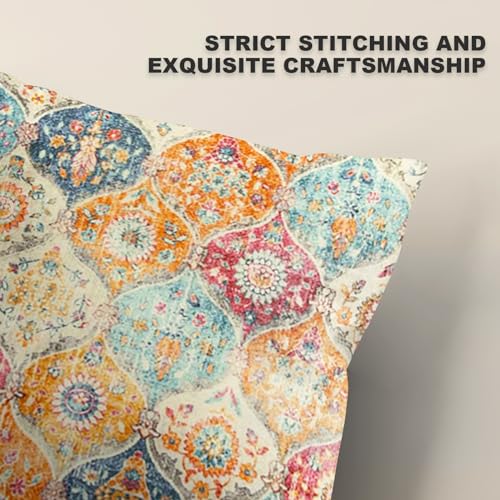 ZSYTZL Boho Throw Pillow Covers 18x18 inch Set of 2,Soft Pillowcases Bohemia Carpet Printing Pattern Decorative Sofa Livin...