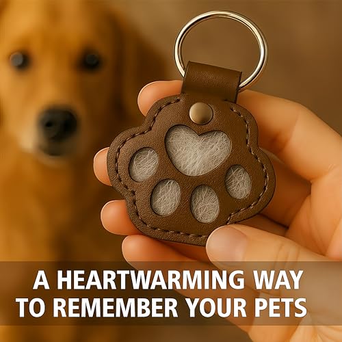 WDFXLWT 4 Pcs Dog Fur Storage Keychain, Unique Memorial Collection Key Chain, Cute Leather Paw Keychain Pet Hair Keepsake ...