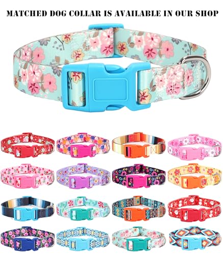 Moonpet Step in Dog Harness Leash Set- All Weather Reflective No-Pull Floral Pattern Padded Mesh Vest Harness for Cats Pup...