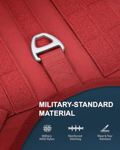 FAYOGOO Service Dog Harness for Medium Dog - Mesh Breathable Dog Harness Escape Proof with Handle - No Pull Military Servi...
