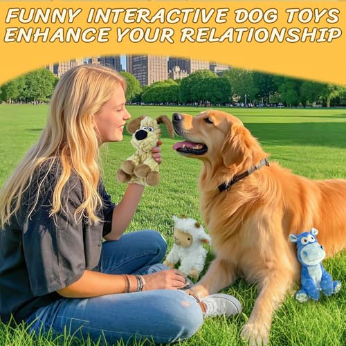 MeetYooo 3Pack Squeaky Stuffed Dog Toys- Indoor&Outdoor Playing Toys for Large to Small, Durable Plush Toys to Keep Them B...