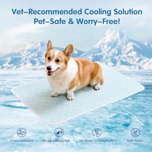 KMIRTNE Dog Cooling Mat - Instant 6-12°F Drop, Cooling Mat for Pets Q-MAX >0.5 & Machine Washable, Anti-Slip Bottom, Cool ...