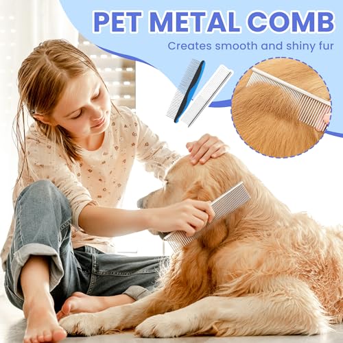 Self Cleaning Shedding Brush - 5-in-1 Professional Pet Grooming Kit Skin Friendly Grooming Tool for Dogs, Cats, and Puppie...