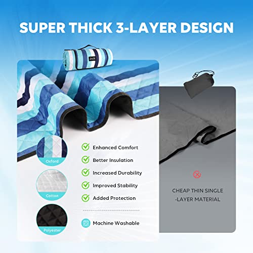 ZAZE Picnic Blankets Beach Blanket, 80''x80'' Extra Large Thick 3-Layers, Sandproof Machine Washable Waterproof Foldable O...