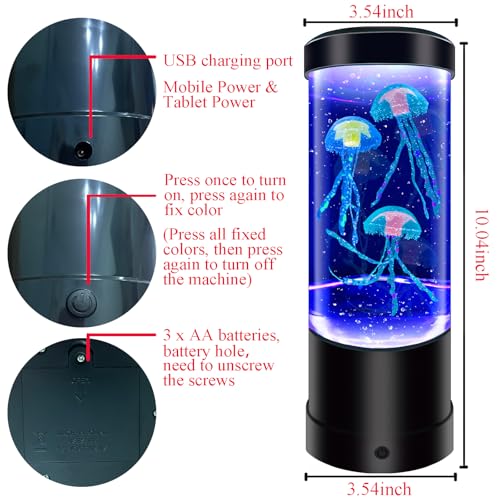 Jellyfish Lamp,7 Color Changing Aquarium Light,USB/Battery Bubble Jellyfish Night Light,Desk Mood Lamp for Home Bedroom Ro...