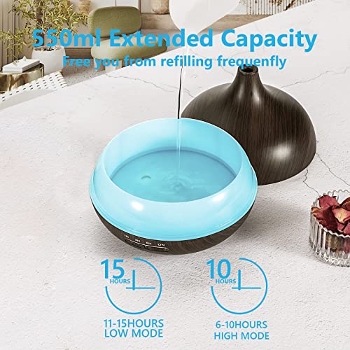 Diffusers for Essential Oils Large Room, 550ml Essential Oil Diffusers with Remote Control, Ultrasonic Oil Diffuser with T...