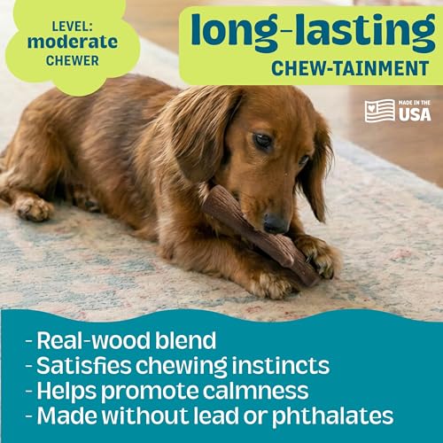 Pupstages Dogwood Dog Chew Toy – Real-Wood Blend, Natural Flavor & Texture, Moderate Chewers, Small, 5.4"