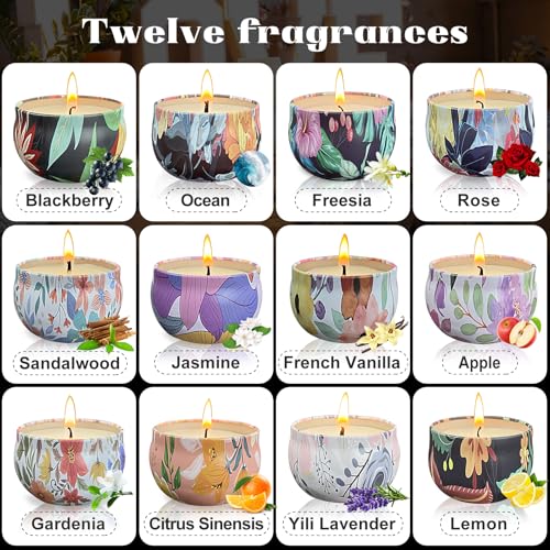 Scented Candles Gifts Set 24 Pack Soy Wax Travel Tin Jar Candles for Home 2.5 OZ for Mom for Christmas, Home Scented Decor...