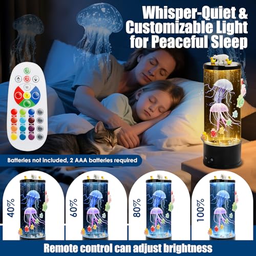 Jellyfish Lamp Sensory Light with Remote - 12" Color Changing Bubble Tube with Glow DIY Accessories - 17 Colors & 4 Modes ...