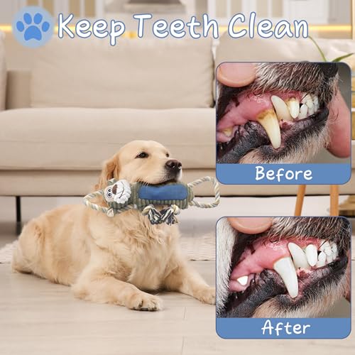BUYPOW Funny Plush Dog Chew Toys, Squeaky Dog Toys, Interactive Tug of War Puppy Toys, Stuffed Dog Toys for Small, Medium ...