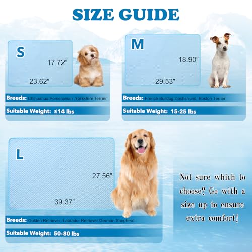 VeMee Dog Cooling Mat Breathable Cooling Mat for Dogs Cats Self Cooling Pad Non-Slip Washable for Indoor Outdoor Pets (Sky...