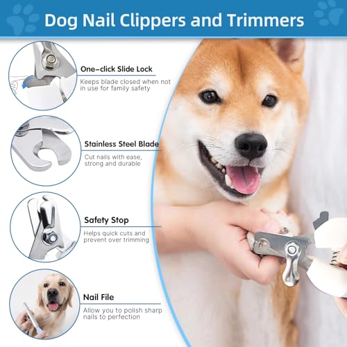 Lanswood Dog Brush Dog Grooming Kit 6PCS Dog Brush for Shedding-Dog Brushes for Grooming, Dematting Comb for Dogs, Cat Nai...