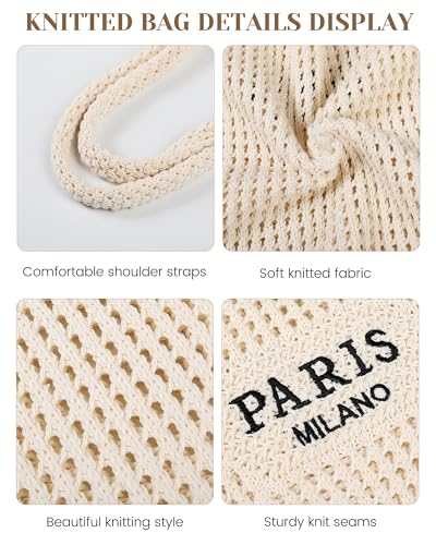 Loiyadn Beach Bags for Women - Straw Bag with Zipper, Soft Woven beach bag, Casual Straw Shoulder Bag for Daily Use