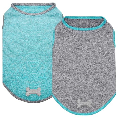 KYEESE 2 Pack Sun Protection Dog Shirts Quick Dry Soft Stretchy Dog T-Shirts with Reflective Label Tank Top Sleeveless Ves...